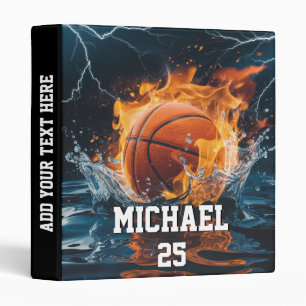 Personalized Add Your Name And Number basketball 3 Ring Binder