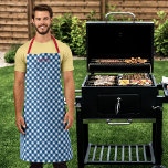 Personalized Add Your Name Blue Gingham Apron<br><div class="desc">Personalized Apron featuring a blue gingham pattern with a red script for your name. It makes a great gift for one that likes to cook or BBQ. Personalize it by replacing the placeholder text. For more options such as to change the font and it's size/color or the spacing between letters...</div>