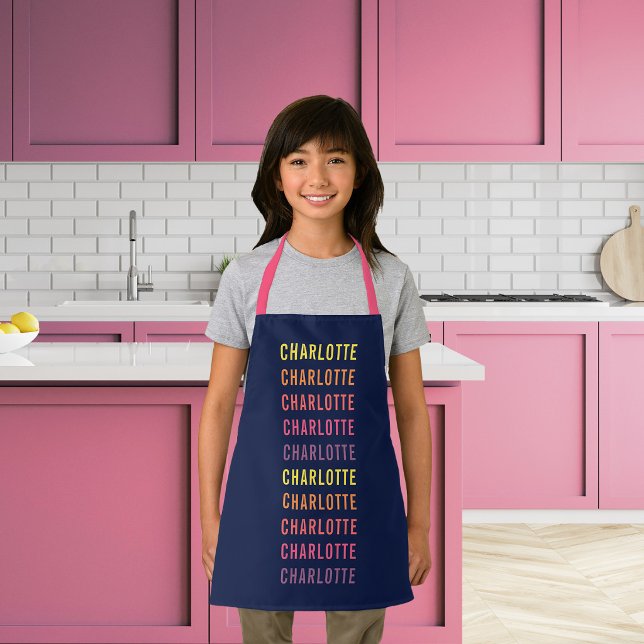 Personalized Add Your Name Fun Color Gradient Apron (Creator Uploaded)