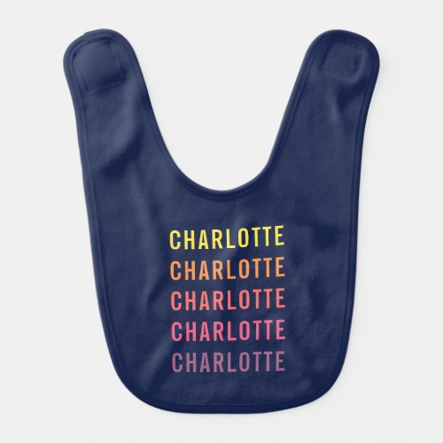 Personalized Add Your Name Fun Color Gradient Baby Bib