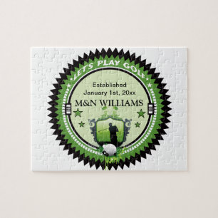 Personalized Add Your Name Play Golf Logo Jigsaw Puzzle