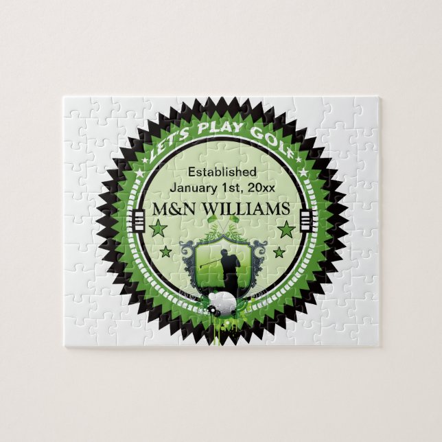 Personalized Add Your Name Play Golf Logo Jigsaw Puzzle (Horizontal)