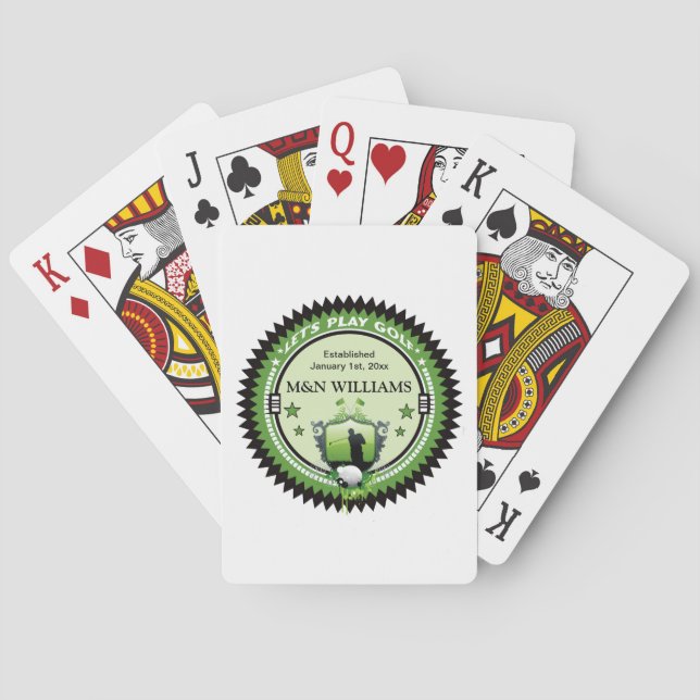 Personalized Add Your Name Play Golf Logo Poker Cards (Back)