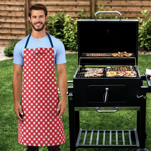 Personalized Add Your Name Red Gingham Apron