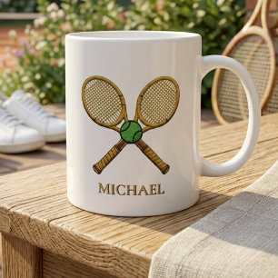 Personalized Add Your Name Tennis Ball Rackets Coffee Mug
