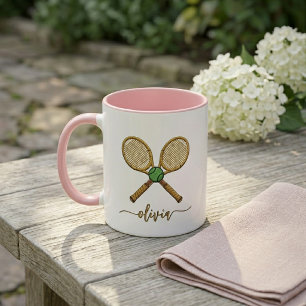 Personalized Add Your Name Tennis Ball Rackets Mug