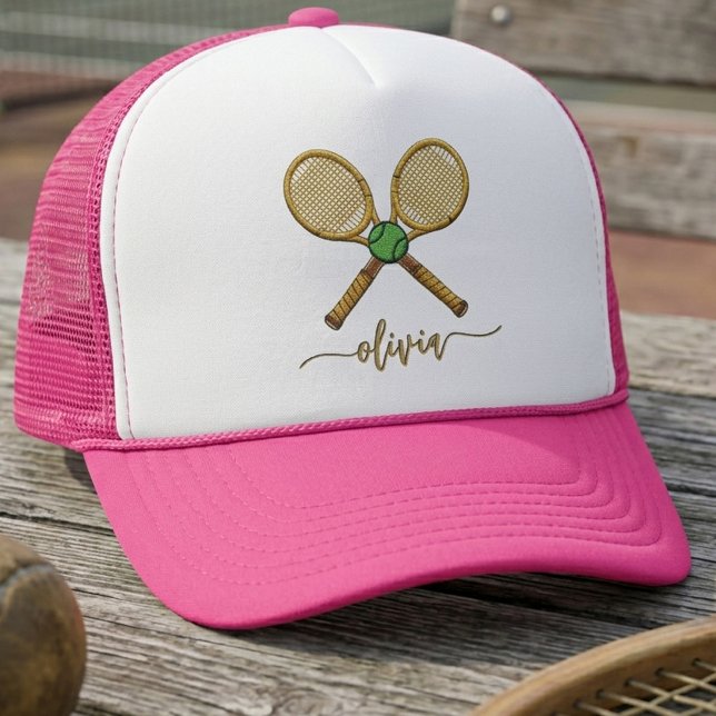 Personalized Add Your Name Tennis Ball Rackets     Trucker Hat (Creator Uploaded)