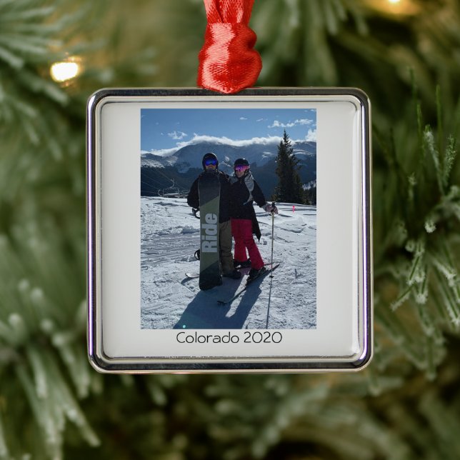 Personalized Add Your Own Photo Christmas Metal Ornament (Tree)