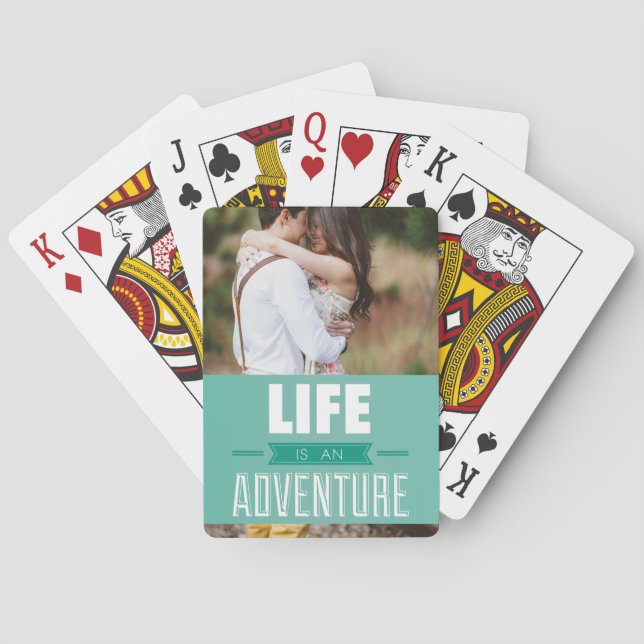 Personalized Add Your Photo Life is an Adventure Poker Cards (Back)