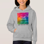 Personalized Add Your Photo Text Template Girls Hoodie<br><div class="desc">Personalized Add Your Photo Text Image Template Kids Girls Light Steel Pullover Hoodie.</div>
