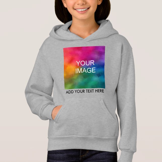 Personalized Add Your Photo Text Template Girls Hoodie (Front)