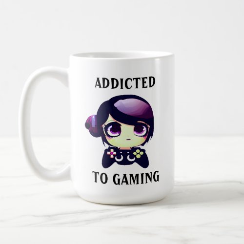 Personalized Addicted to Gaming Kawaii Girl Gamer Coffee Mug