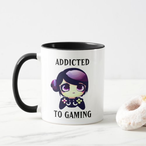 Personalized Addicted to Gaming Kawaii Girl Gamer Mug