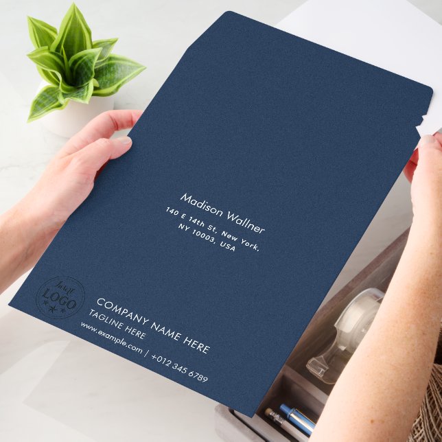 Personalized Address Blue Texture Envelope Mailers (Desk)