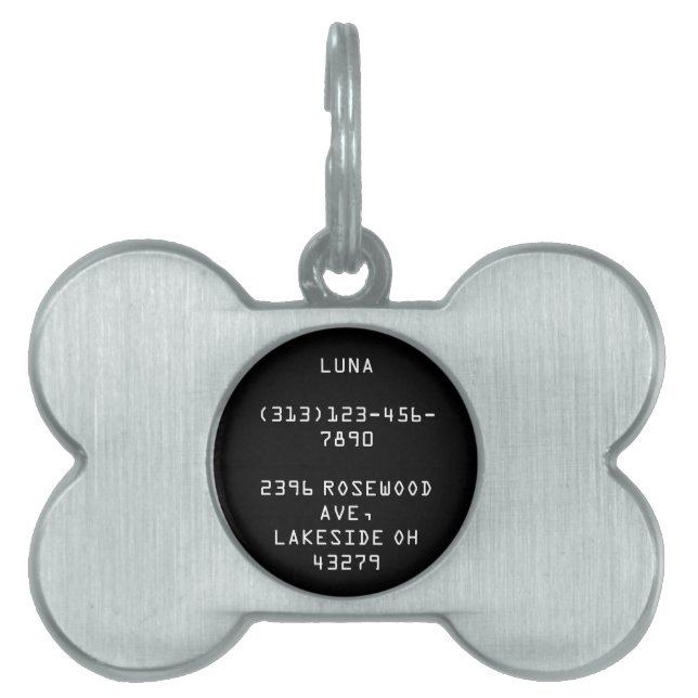 Personalized Address Bone Pet Tag ID (Front)