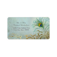Personalized Address Elegant Peacock Feathers Art