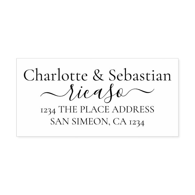 Personalized Address Elegant Scroll Text Rubber Stamp (Imprint)