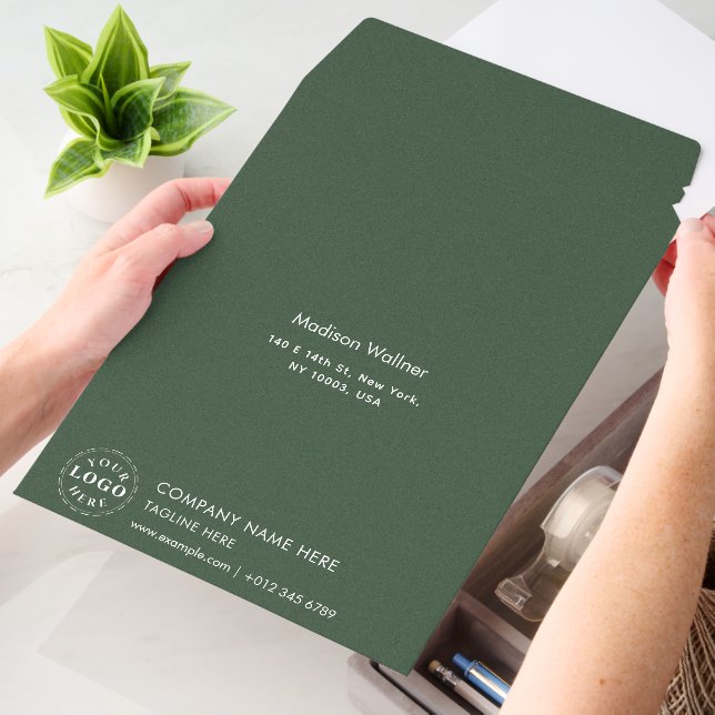 Personalized Address Green Texture Envelope Mailers (Desk)