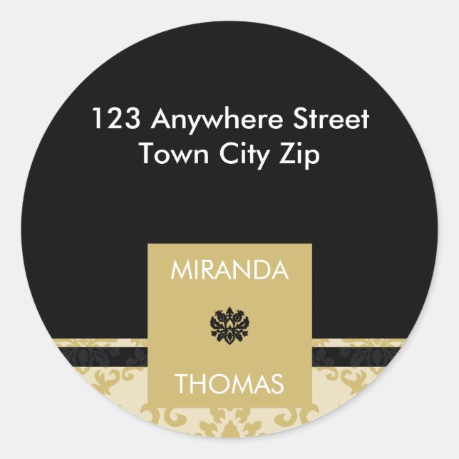 PERSONALIZED ADDRESS LABEL :: damask colors 3B (Front)