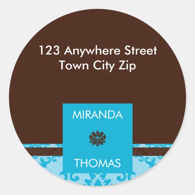 PERSONALIZED ADDRESS LABEL :: damask colors 4B (Front)
