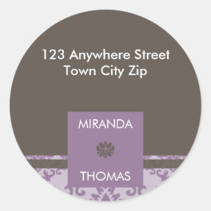 PERSONALIZED ADDRESS LABEL :: damask colors 7B