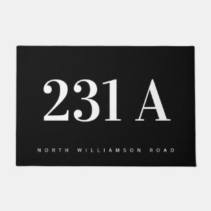 Personalized Address Number Modern Black & White Doormat