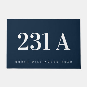 Personalized Address Number Modern Navy & White Doormat