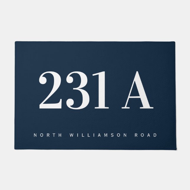 Personalized Address Number Modern Navy & White  Doormat (Front)