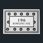 Personalized Address Number Tile Design  Doormat<br><div class="desc">This classy cute black and white faux tile doormat is perfect for any home. Its clean lines,  simple colors,  and vintage pattern are timeless and versatile. This doormat can be customized with your own street address using the personalization feature.</div>