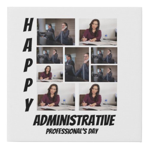 Personalized Admin Prof  Day  9 Photo Collage  Faux Canvas Print