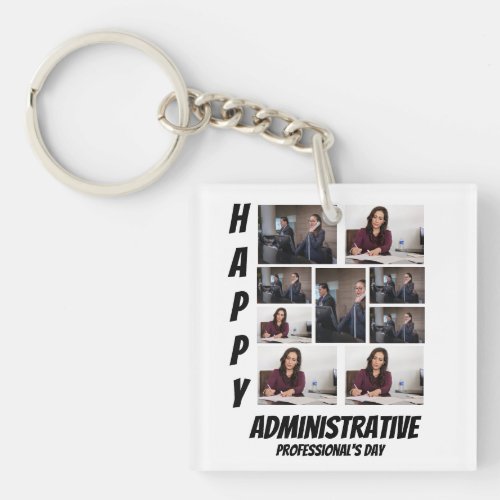 Personalized Admin Prof  Day  9 Photo Collage  Keychain
