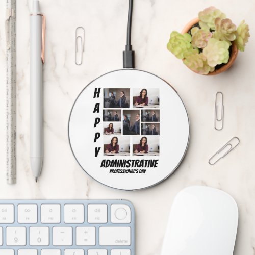 Personalized Admin Prof s Day  9 Photo Collage Wireless Charger