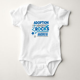 Personalized Adoption Rocks Blue Grey Baby Bodysuit