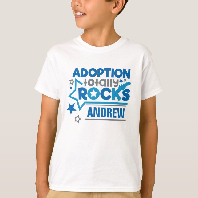 Personalized Adoption Rocks Blue Grey T-Shirt (Front)