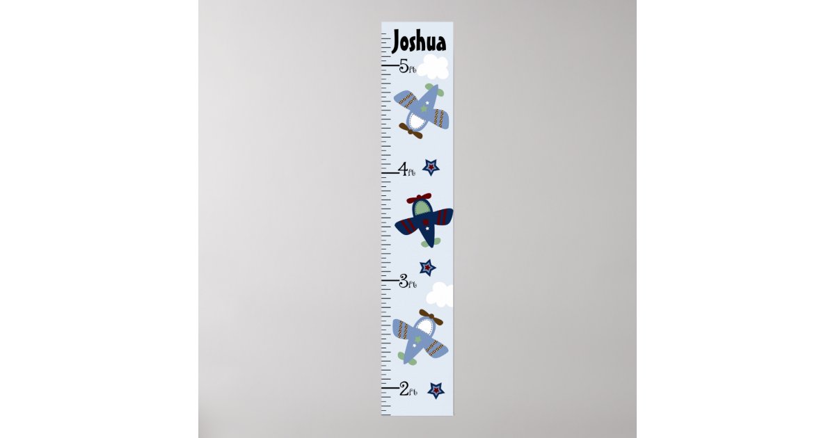 Personalized Adorable Airplanes Growth Chart Zazzle Com
