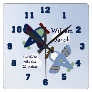 Baby Shower aviation Airplanes Airplane Flying Ace Wall Clock transportation New 10 Nursery Gift Bedroom