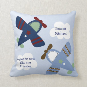 Personalized "Adorable Airplanes/Zoom Zoom" Pillow