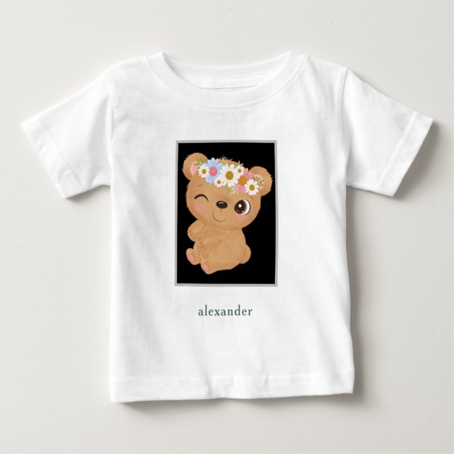 Personalized Adorable Baby Bear Baby T-Shirt (Front)