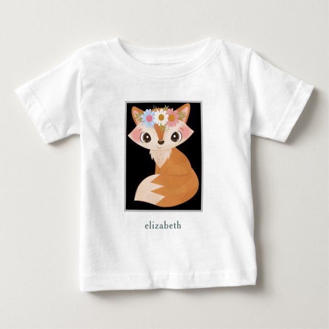 Personalized Adorable Baby Fox Baby T-Shirt (Front)