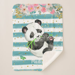 Personalized Adorable Baby Panda Sherpa Blanket