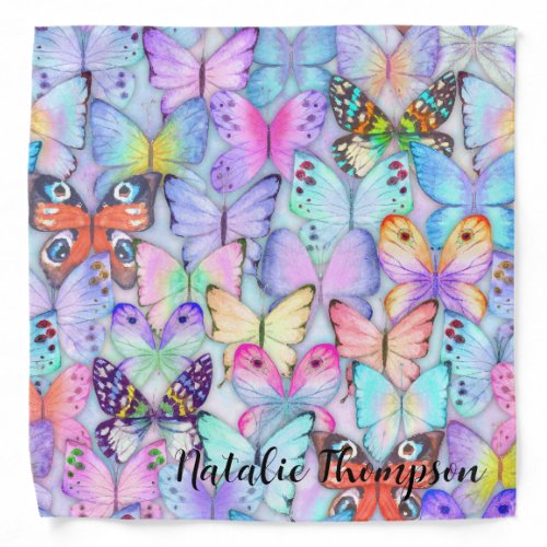 Personalized Adorable butterflies pattern l Purple Bandana