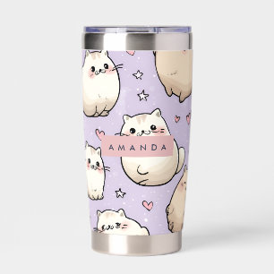 Personalized Adorable Chubby Cat Pattern Insulated Tumbler