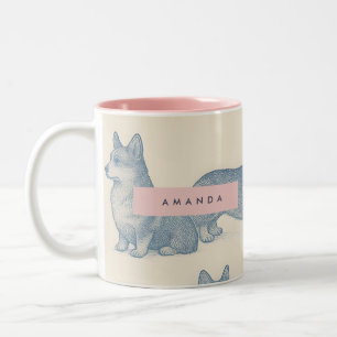 Personalized Adorable Corgi Pattern Two-Tone Coffee Mug