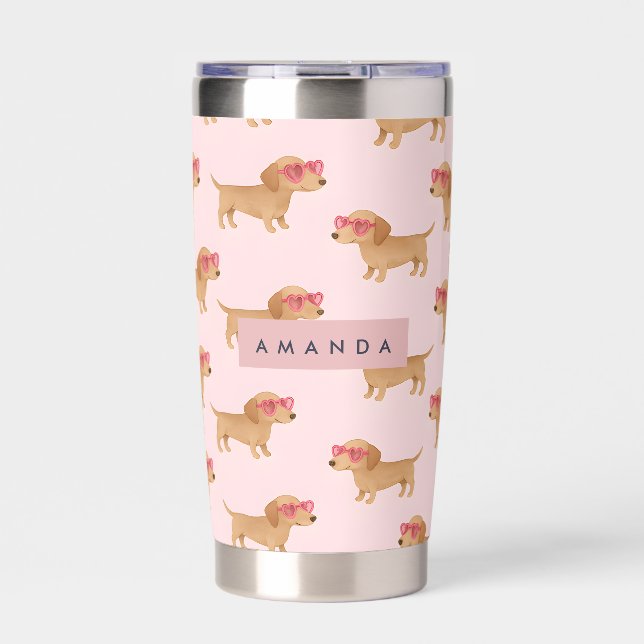 Personalized Adorable Dachshund Dog Insulated Tumbler (Front)