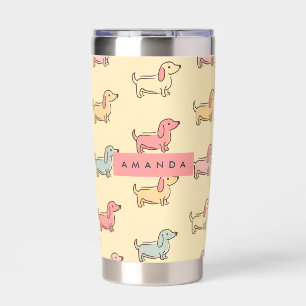 Personalized Adorable Dachshund Dog Pattern Insulated Tumbler