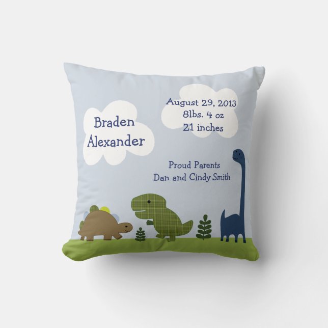 Personalized "Adorable Dinosaur/Dino" Pillow (Front)