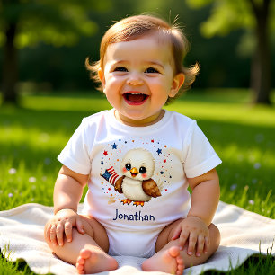 Personalized Adorable Eagle Patriotic Baby  T-Shirt