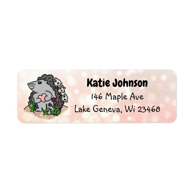 Personalized Adorable Hedgehog Mama and her Babies Label (Front)