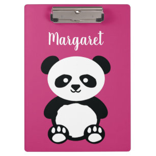 Personalized Adorable Panda Bear Girls Pink Kids Clipboard