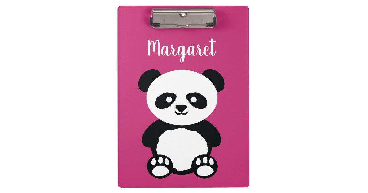 Personalized Adorable Panda Bear Girls Pink Kids Clipboard | Zazzle
